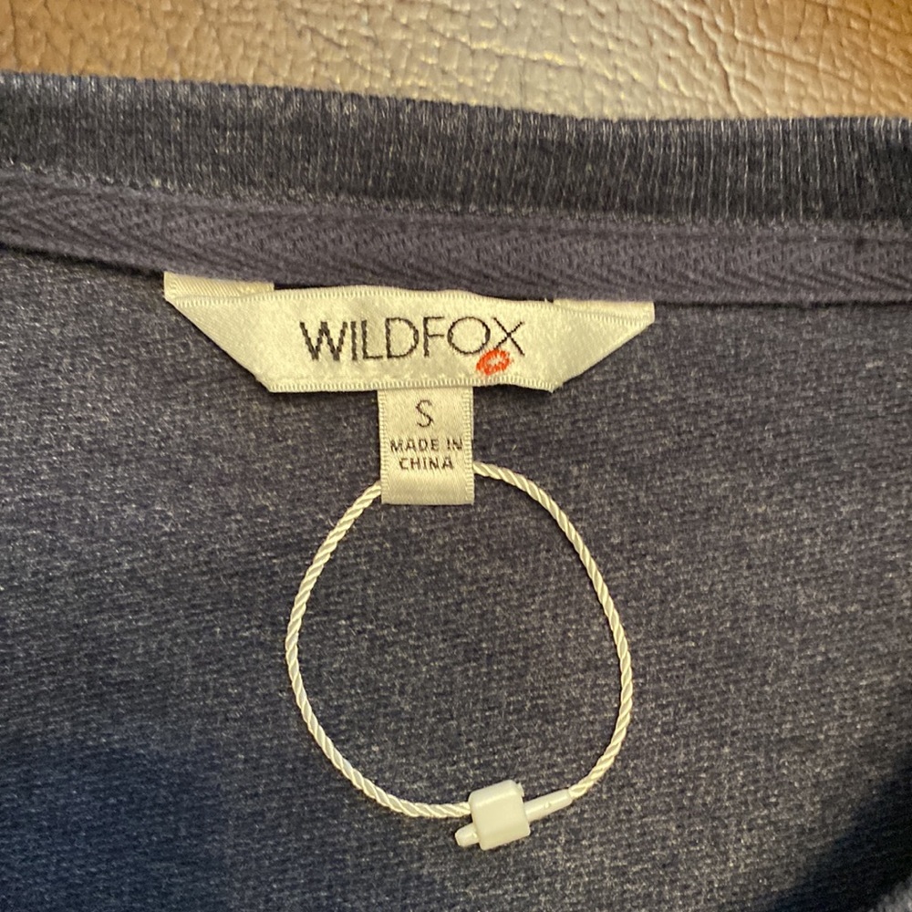 Wildfox “Social” blue side split sweatshirt womens size small. new without tags - Picture 5 of 8